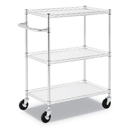 Made-To-Stick Wire Cart with Liners with 3-Shelves Silver - 34 x 18 x 40 in. MA3762262